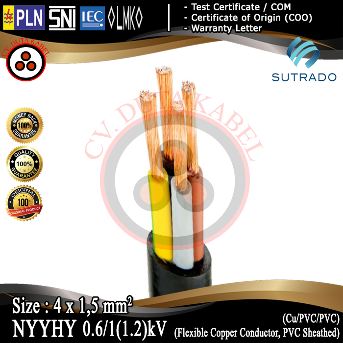 Kabel NYYHY 4x1,5 mm2 SUTRADO @ 50 m /4x1,5mm2/4 x 1,5 mm2/4x1.5 mm2