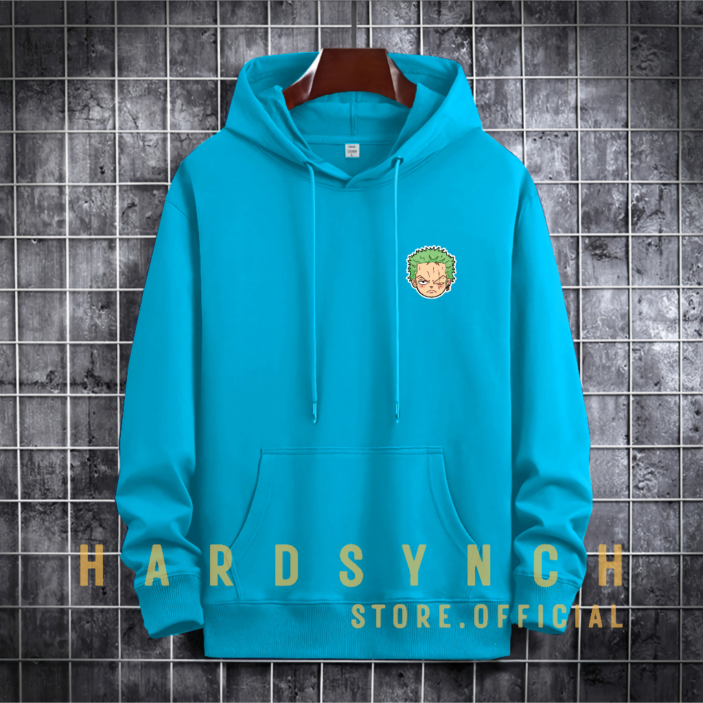 Sweater Hoodie Zoro Sticker Unisex ( Pria &amp; Wanita ) Premium Quality S-XXL Cotton Fleece / Hoodie Korean Style / Sweater Hoodie / Hoodie Polos / Hoodie Wanita / Hoodie Pria / Sweater Hoodie Distro Original ( ZR STCKR 138 )