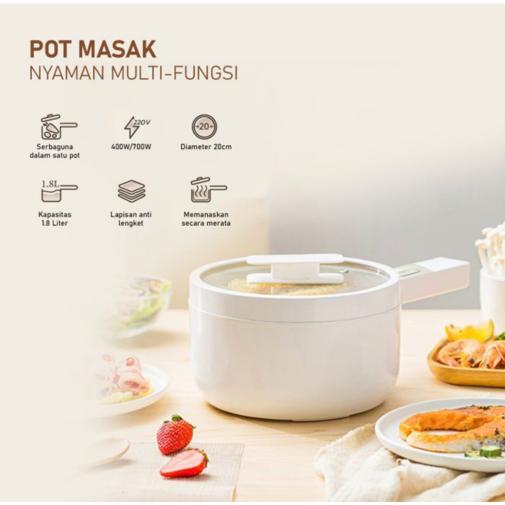 Panci Listrik Elektrik Besar Multifungsi Anti Lengket Nano Porselen Serbaguna Portable Hotpot