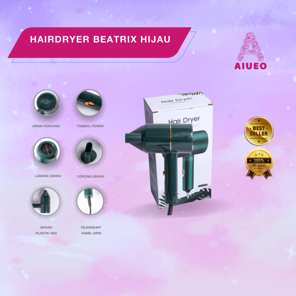 Hair Dryer AIUEO Low Watt Pengering Rambut Profesional Salon Beatrix | Hair Drayer Bebek Murah | Hair Dryer Original promo