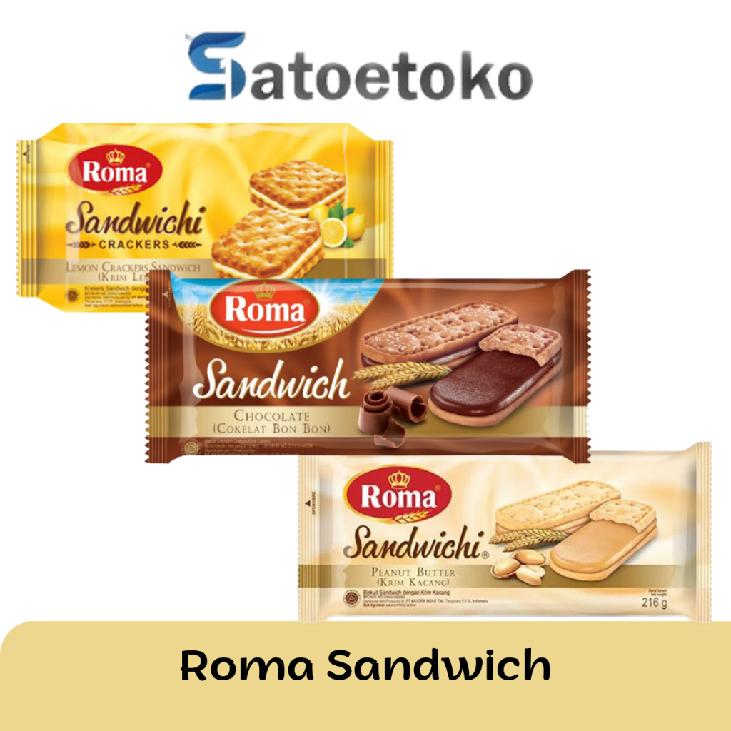 

ROMA SANDWICH (CHOCOLATE 189 GR, LEMON 120 GR, PEANUT 189 GR) - KARTON/BAG