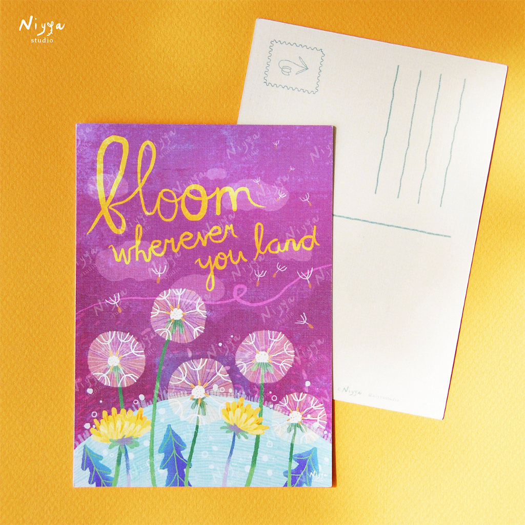 

Bloom Where You Land Flower Postcard | Botanical Art Print | Nature Artwork | Greetings Card | Kartu Ucapan