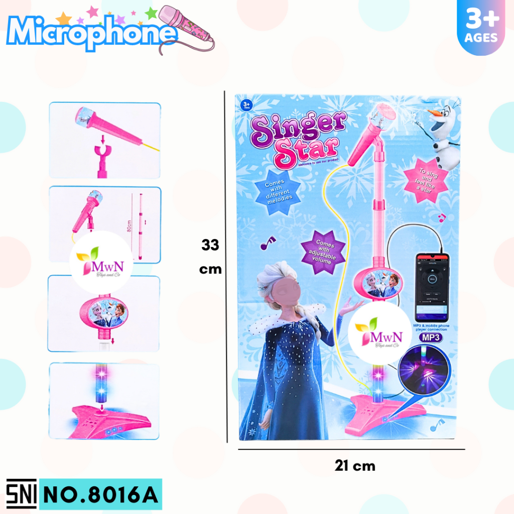 MWN MICROPHONE FRZEN BIRU 8016A - KADO MAINAN ANAK MIC NYANYI