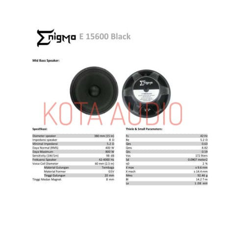 Speaker Enigma 15inch E 15600 BLACK / E-15600BLACK / E15600BLACK