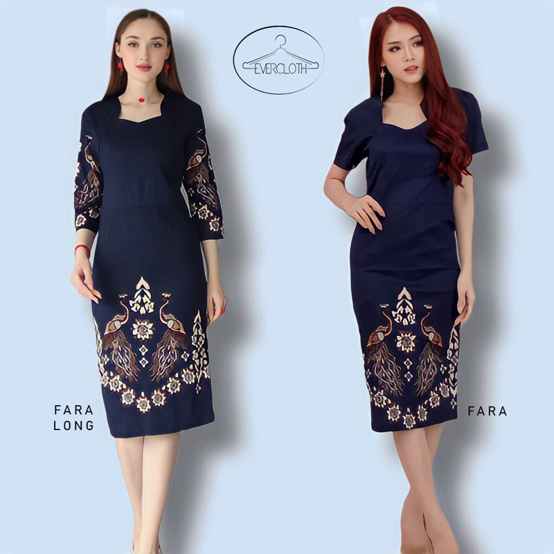 Evercloth Fara Dress Batik Wanita Dress Wanita Jumbo Batik Couple Seragam