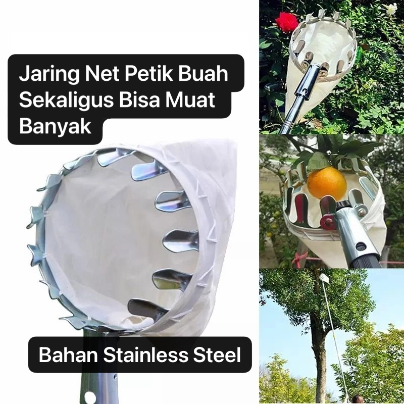 Tongkat Pemetik Buah Teleskopik Serbaguna Alat Petik Buah Panjang Teleskopik Metal Fruit Picker Bisa Gergaji Potong Ranting