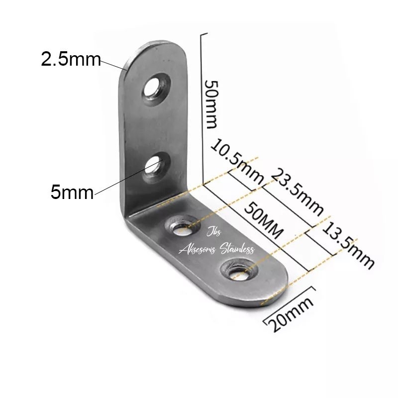 BRACKET SIKU AMBALAN STAINLESS 50X50MM(5CM) T: 2MM - PENYANGGA RAK