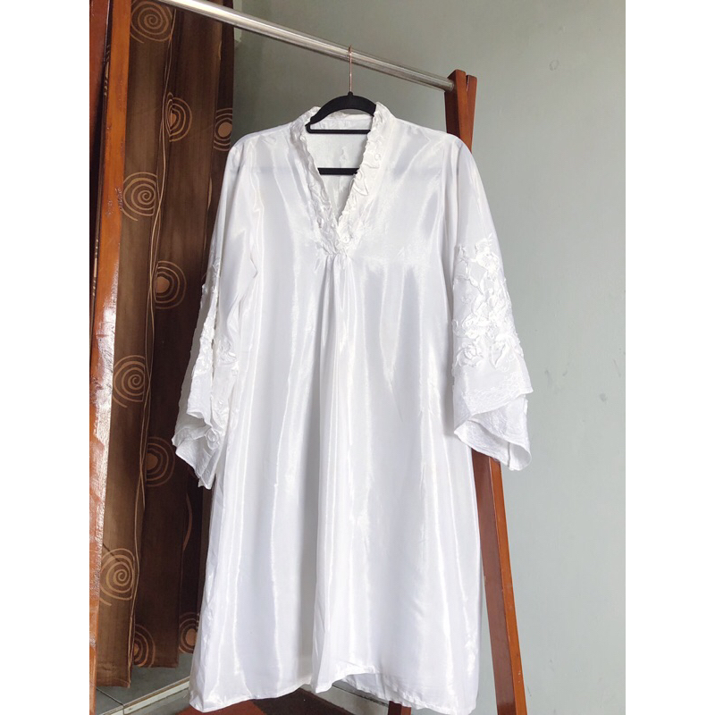 Dress Hari Raya - Dress Gamis Putih - Dress kondangan - Muslim hijab fashion - Agustine - Abaya