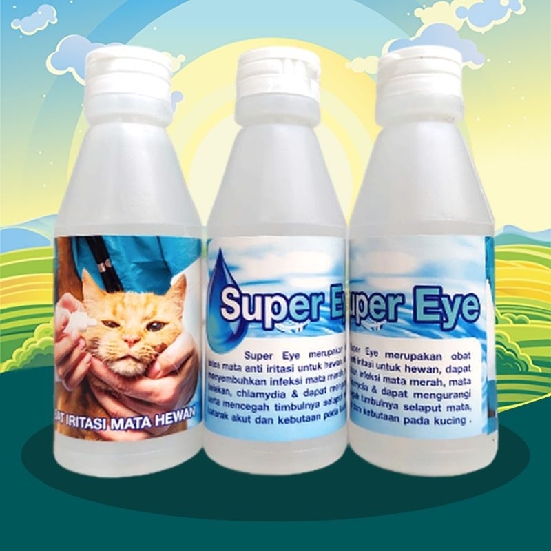 SUPER EYE 100 - Obat Tetes Mata Kucing Iritasi Belekan Menghilangkan Selaput Katarak Chlamydia Kucing