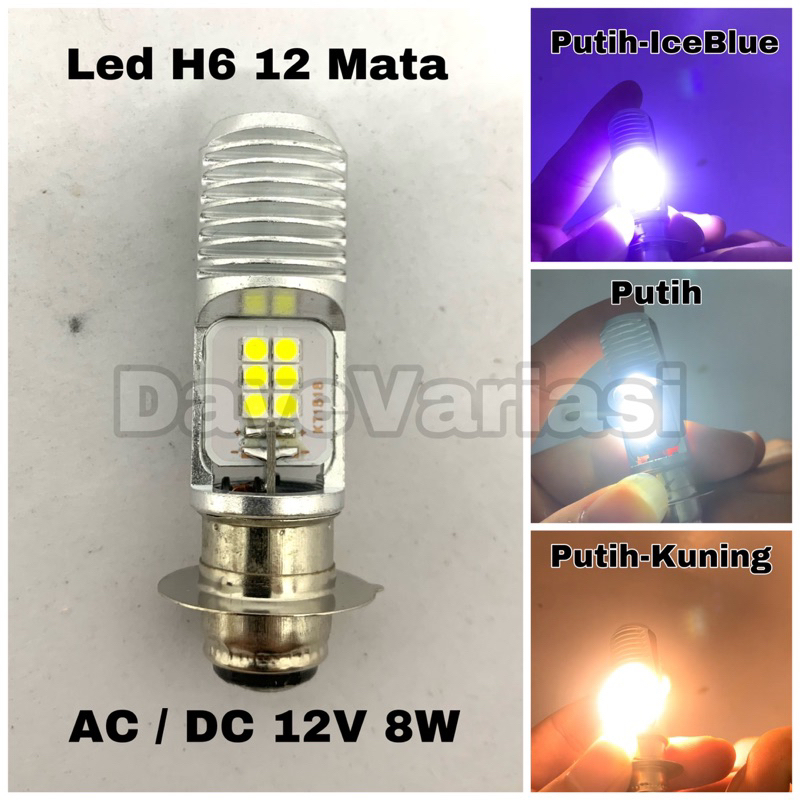 Lampu LED H6 12 Mata 12V 8W AC/DC Universal Motor Matic Dan Bebek Vario Mio Beat Supra Satria Jupite