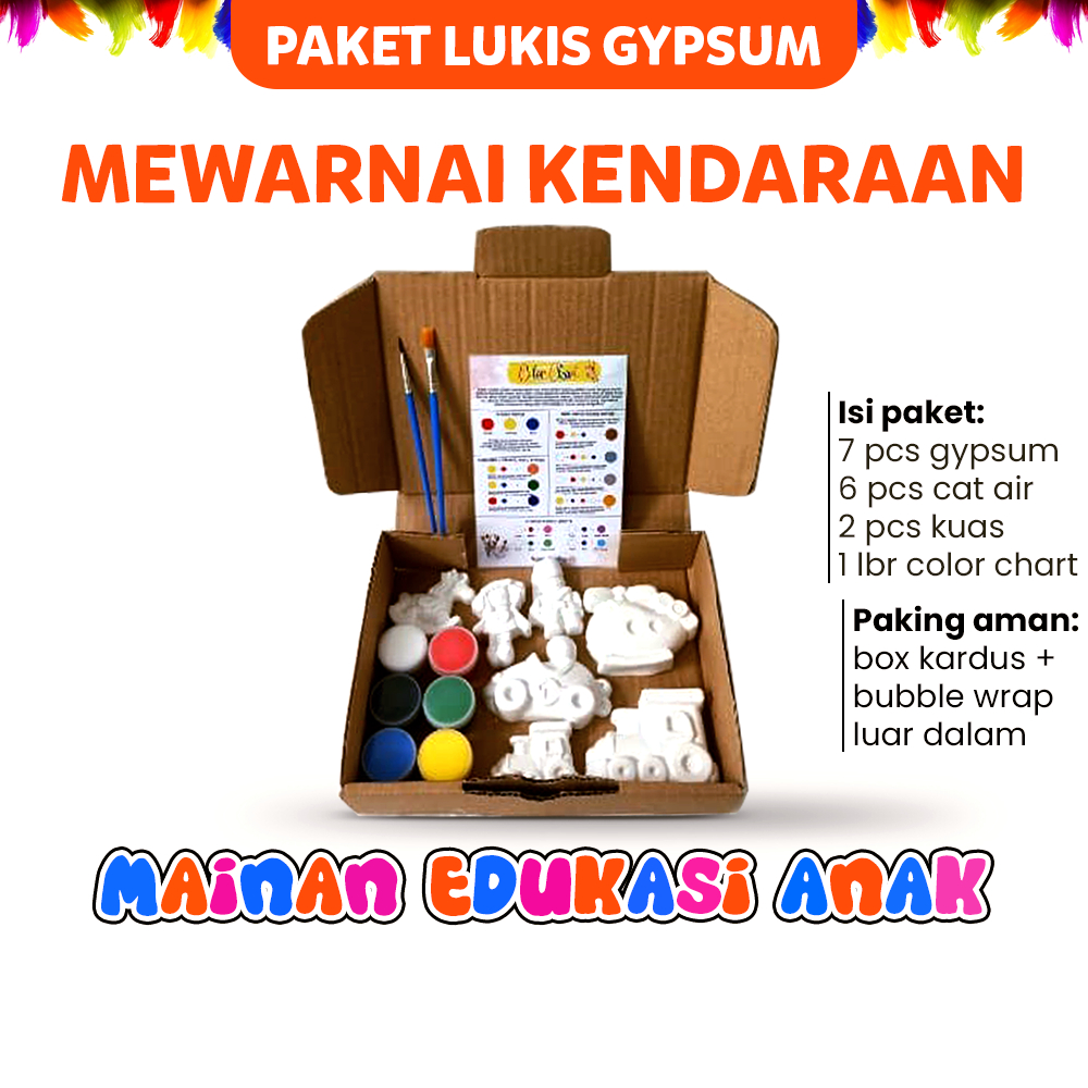 

Mainan Edukasi Anak Paket Melukis Mewarnai Patung Gipsum Set Alat Lukis Lengkap Kuas Cat Air Akrilik Painting Gypsum DIY Kendaraan Cupcake Hewan Laut Serangga