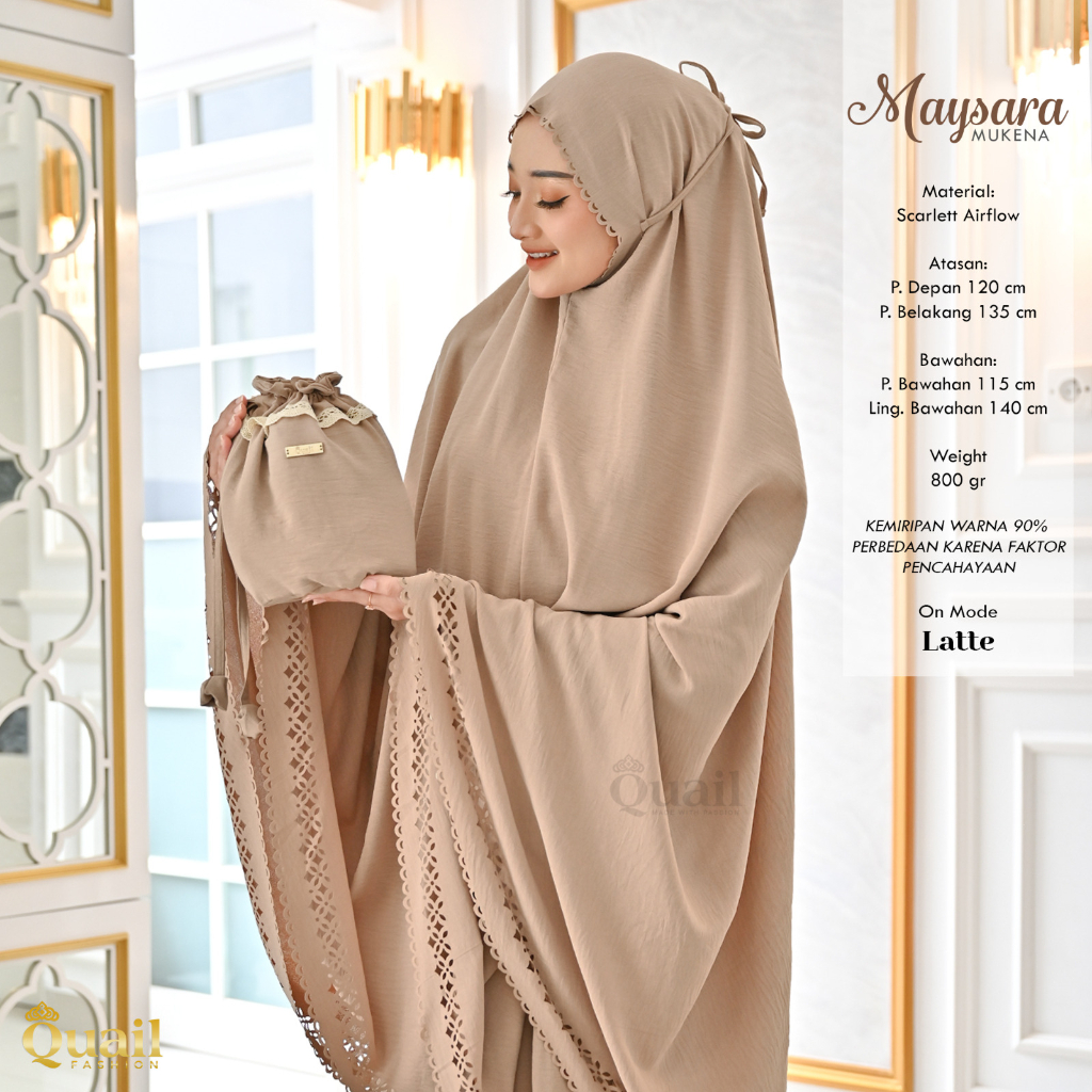 MAYSARA MUKENA Scarlett Airflow Adem Polos by Quail Hijab Ori Murah