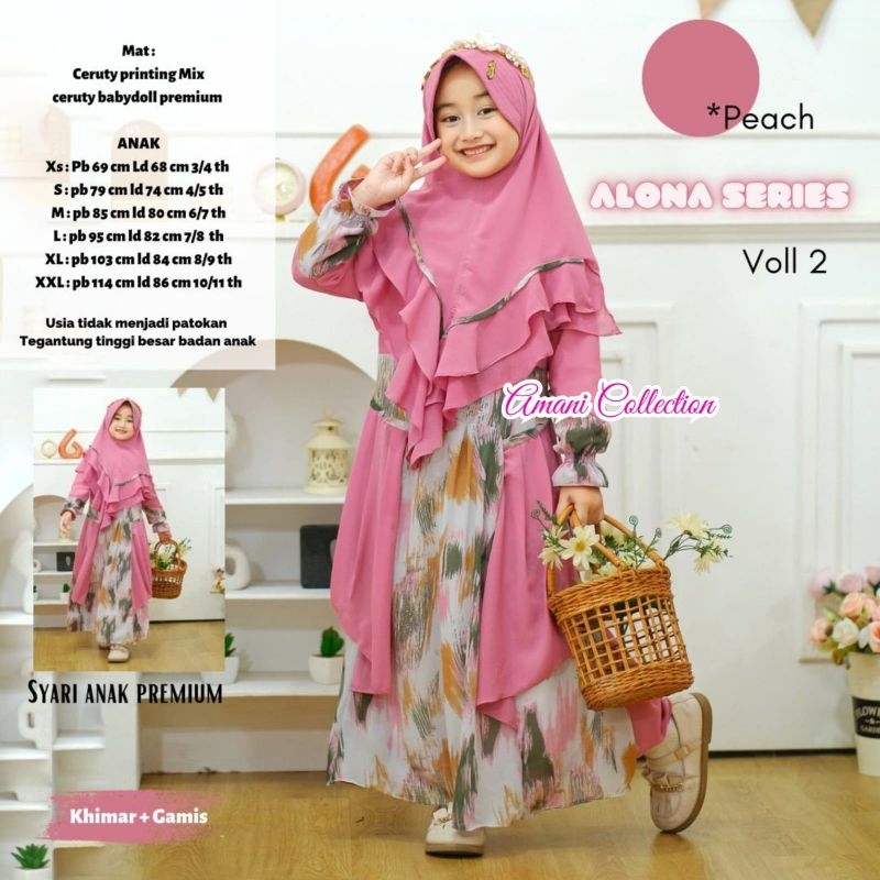 Alona Gamis Kids - Gamis Syar'i Kids - Dress Syar'i Kids - Set Syar'i Kids - by Amani