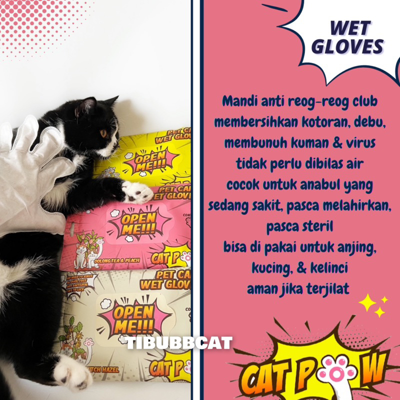 CATPOW Pet Wet Gloves Mandi Tanpa Air Kucing dan Anjing Anti Reog