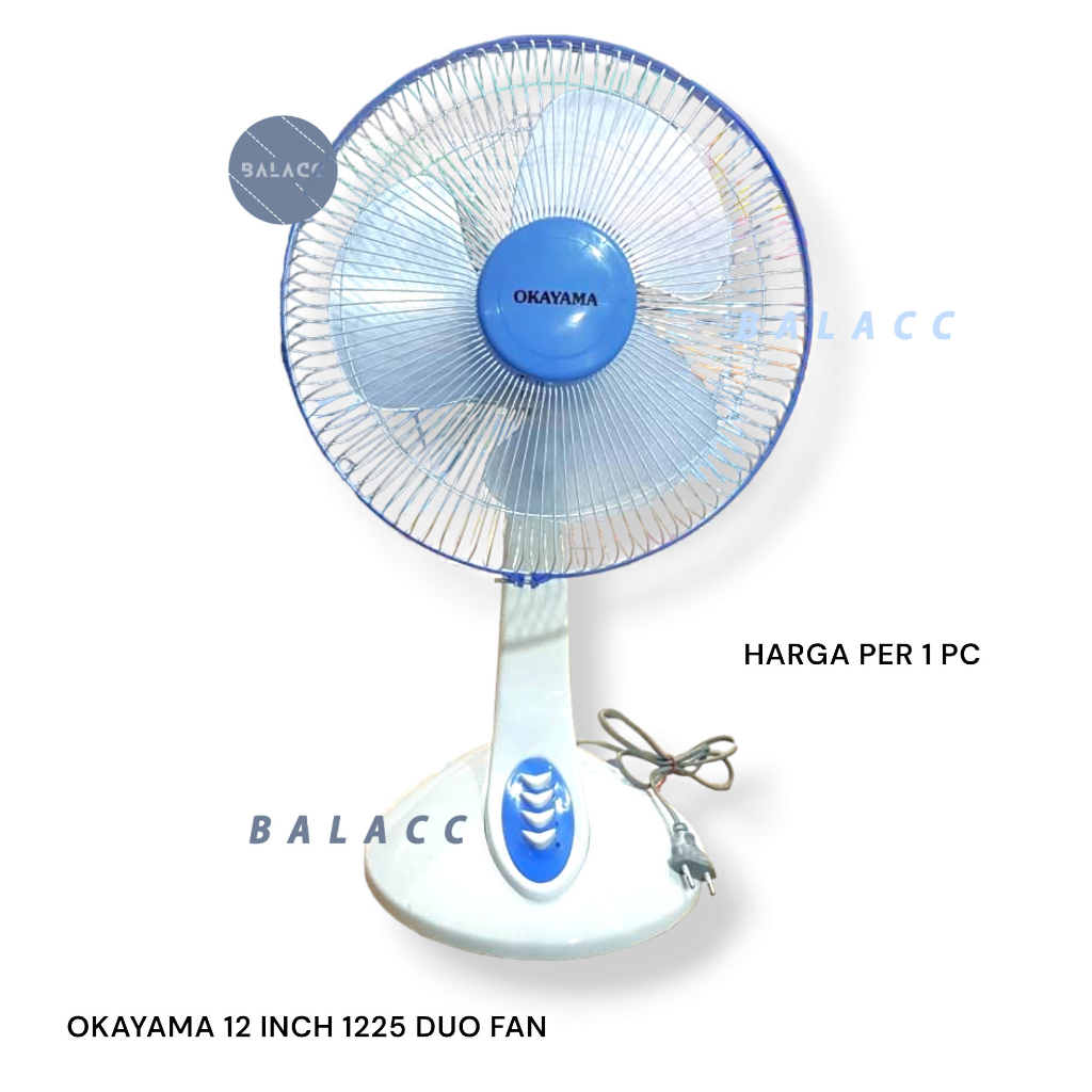 Okayama 12 inch - 1225 Duo Fan - Kipas Angin 2IN1 - Meja &amp; Dinding - Wall Desk