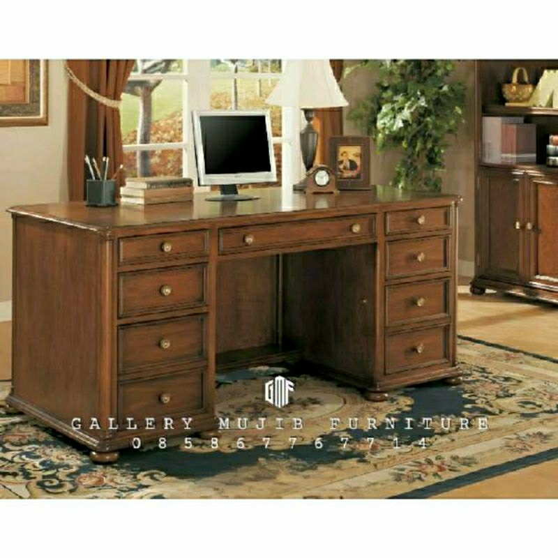 meja kantor minimalis bahan kayu jati meja kerja kantor 9 laci