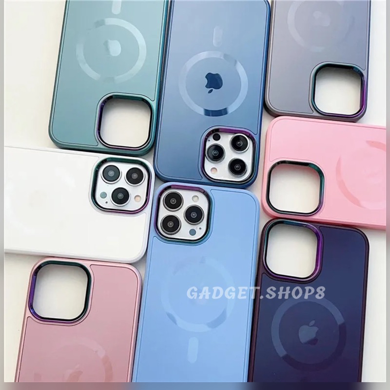 NEW !!! CASE PREMIUM FOR IPHONE ULTRA GLASS MAGSAFE RAINBOW FRAME IPHONE 11 12 13 14 PRO MAX 14+ PLUS