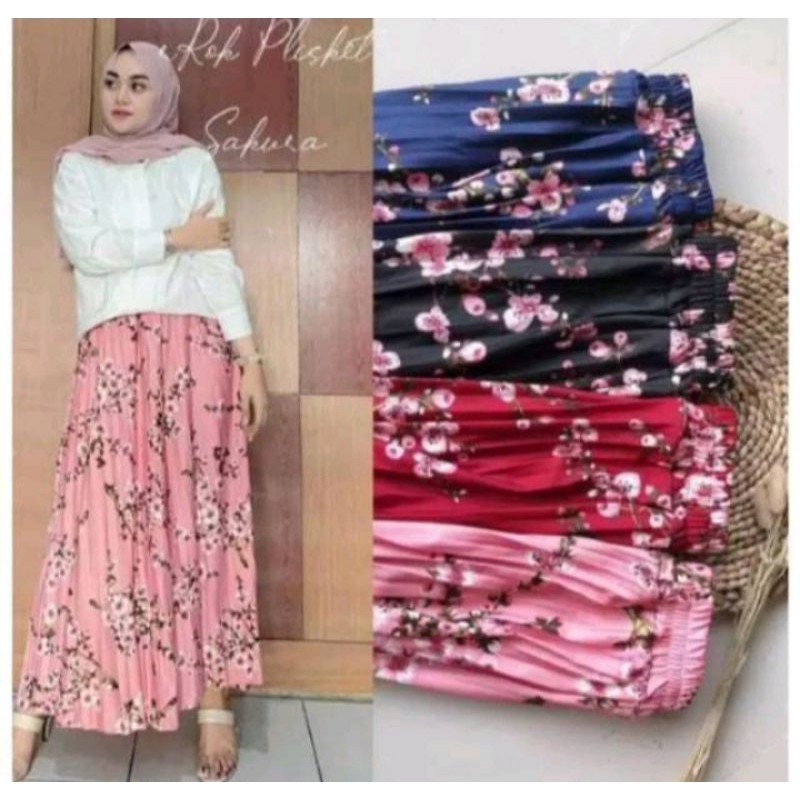 gratis ongkir rok bunga motif terbaru/rok Daisy Lily premium/rok/rok plisket/pakaian wanita