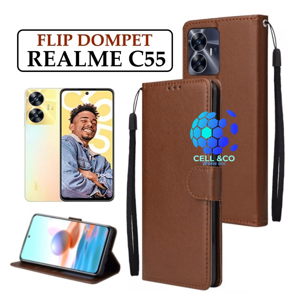 FLIP COVER REALME C55 LEATHER WALLET PREMIUM FLIP CASE BUKA TUTUP KESING HP CASING FLIP CASE WALLET REALME C55