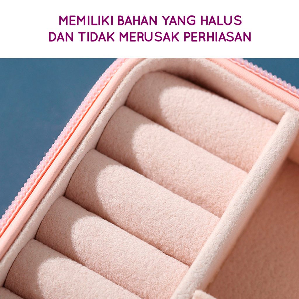 Kotak Tempat Perhiasan Travel Jewelry Box Tempat Penyimpanan Cincin Kalung Gelang Emas Serbaguna Box Perhiasan