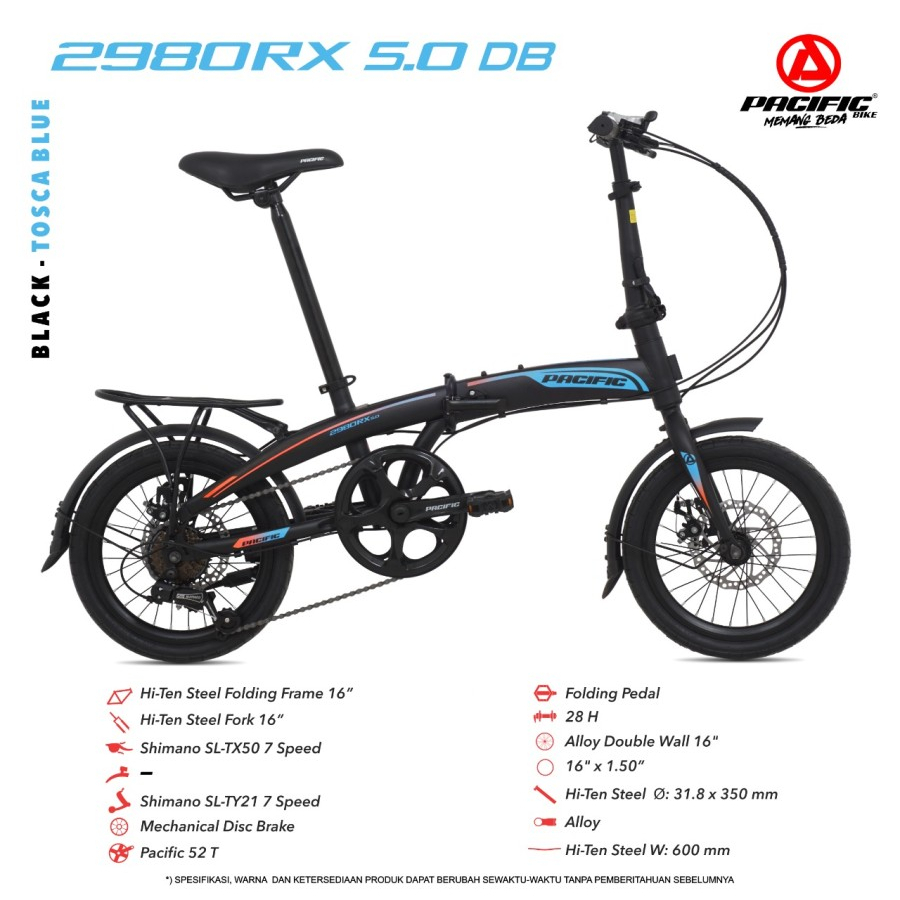 Sepeda Lipat Pacific 16 Inch 2980 RX 5.0 Folding Bike sepeda lipat dewasa - onlinepratama88