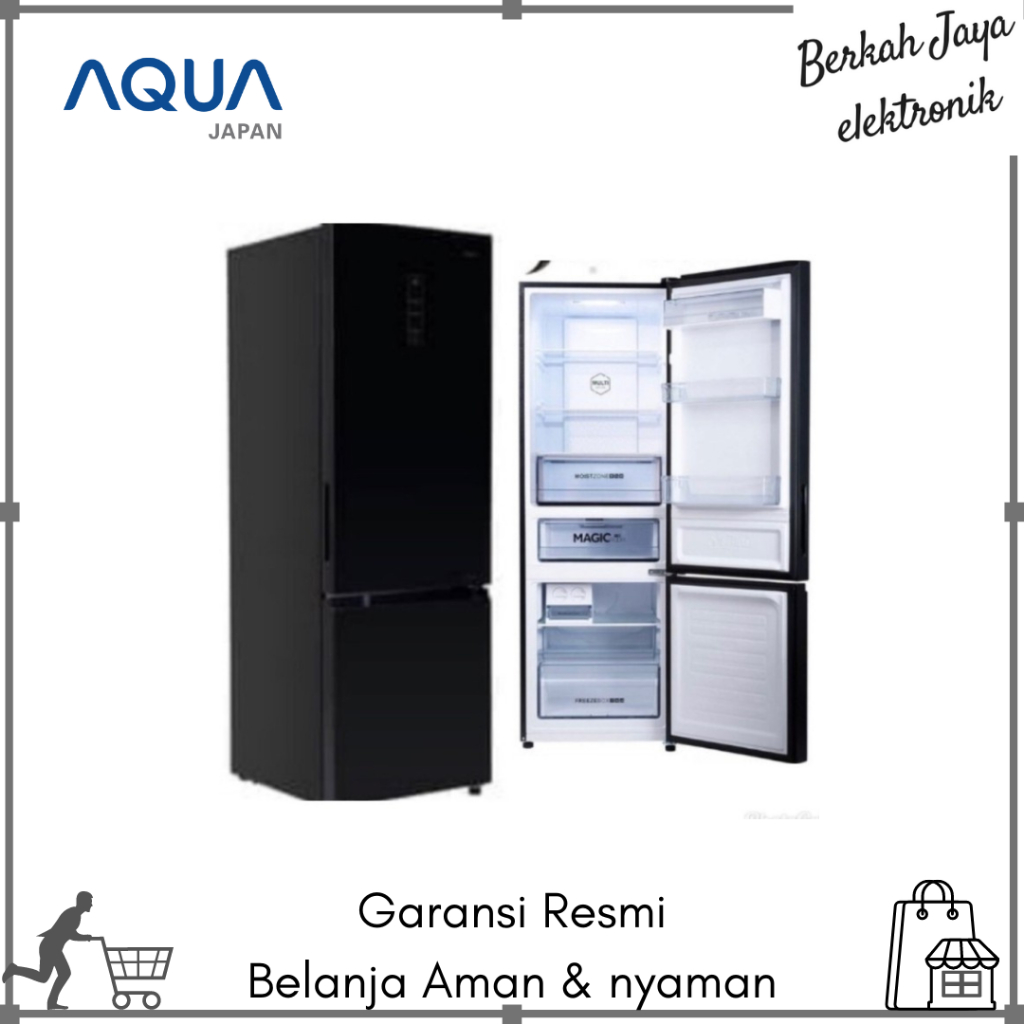 Kulkas Freezer Bawah Aqua AQR-290 RBG (BK) 2 Pintu