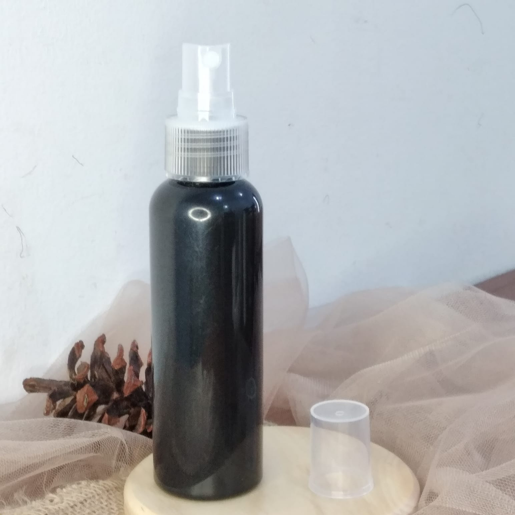 Botol Plastik PET 100ml BR Hitam Tutup Spray