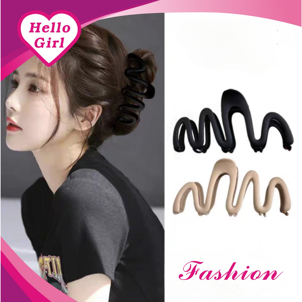 (Hello Girl)F218 Jepit Rambut Wanita Motif Gelombang Ukuran 11,5 CM Gaya Korea Import