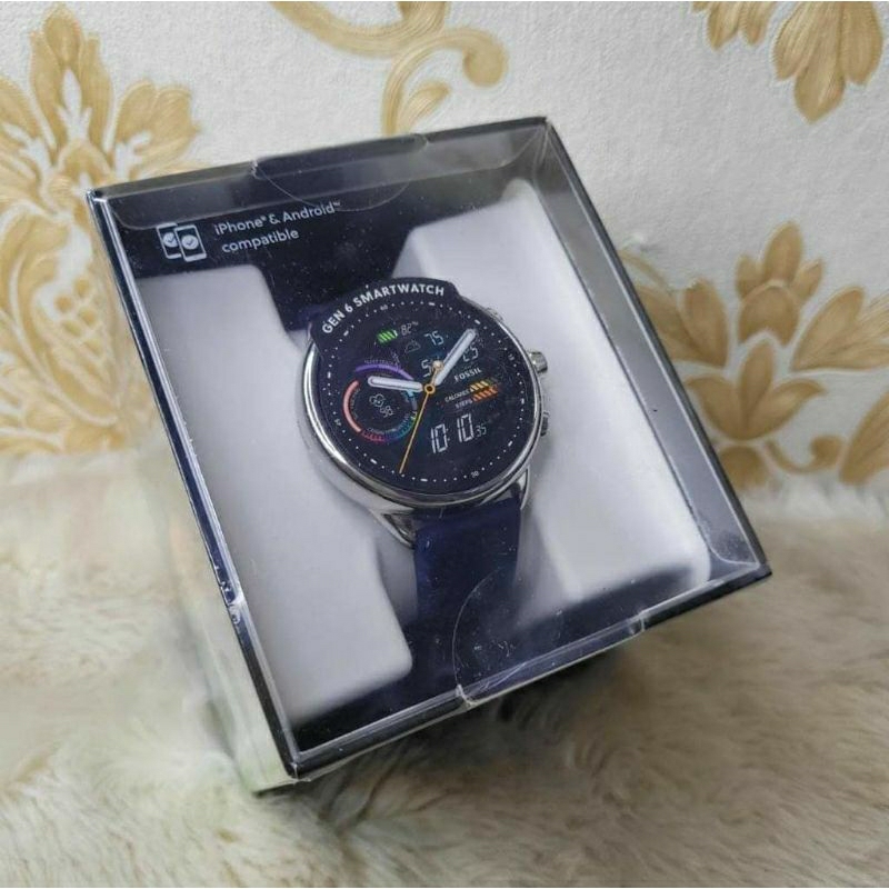 Sale!! Fossil Q Smartwatch Gen 6 FTW4070 Wellness Edition Navy Silicone