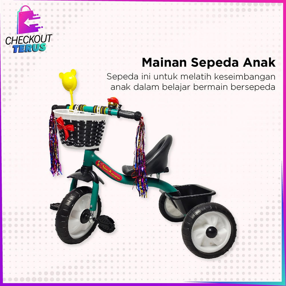 CT M307 Mainan Sepeda Anak Roda 3 Tricycle Balance Bike Sepeda Keseimbangan With Keranjang Speda Dorong Ride On Push Bike Import