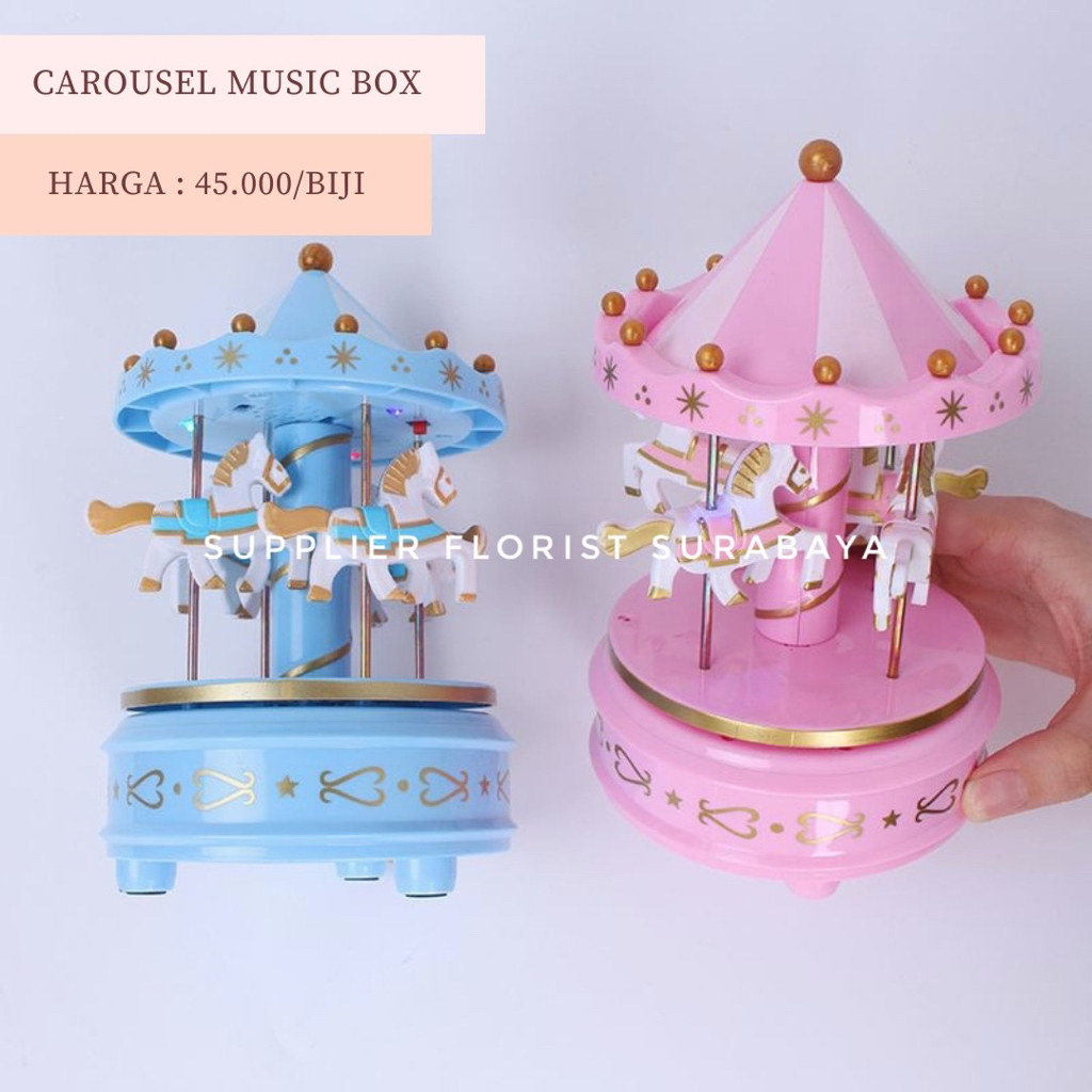 MUSIC BOX KOMEDI PUTAR CAROUSEL MERRY GO ROUND COMEDY MAINAN ANAK MINIATUR KUDA PONI PONY HIASAN KUE TART TOPPER ULANG TAHUN HADIAH ULTAH BIRTHDAY GIFT CHILDREN TOYS