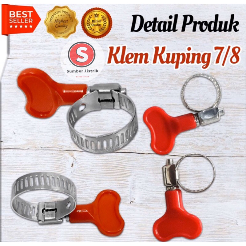 STAINLESS KLEM SELANG KUPING UK 7/8” 3/4‘’KLEM SELANG GAS ELPIJI/AIR/SARINGAN/REGULATOR KOMPOR GAS