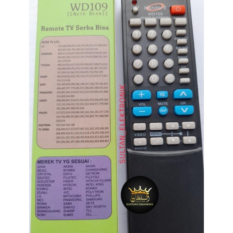 REMOT/REMOTE TV UNIVERSAL SERBA BISA LED/LCD WD109