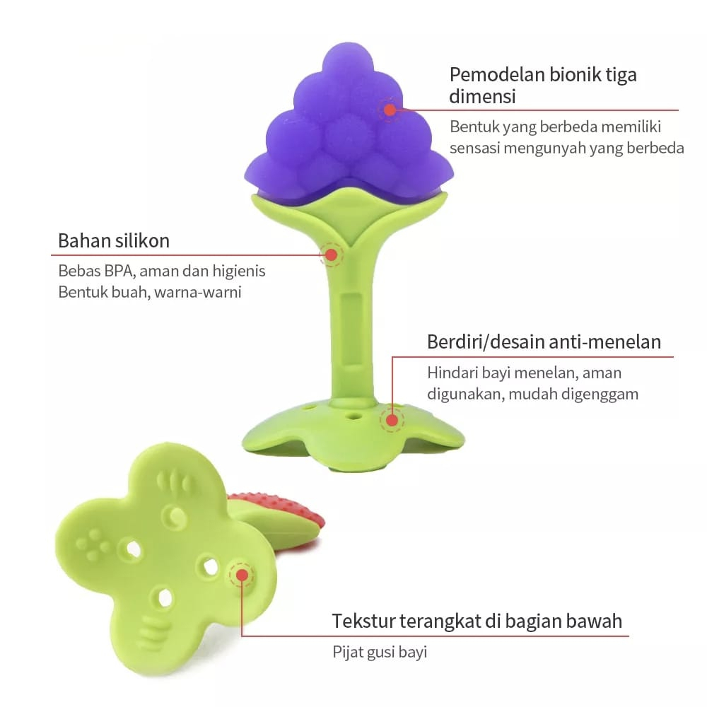 Teether Bayi Sillikon / Gigitan Bayi Bentuk Buah / Gigitan Bayi