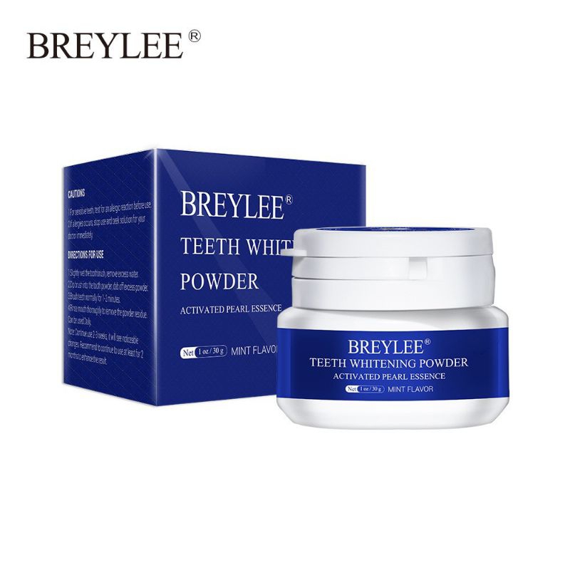 Breylee Teeth Whitening Powder &amp; Pen Pasta Pemutih Gigi Kuning, Pembersih Karang Gigi, Pembersih Gigi