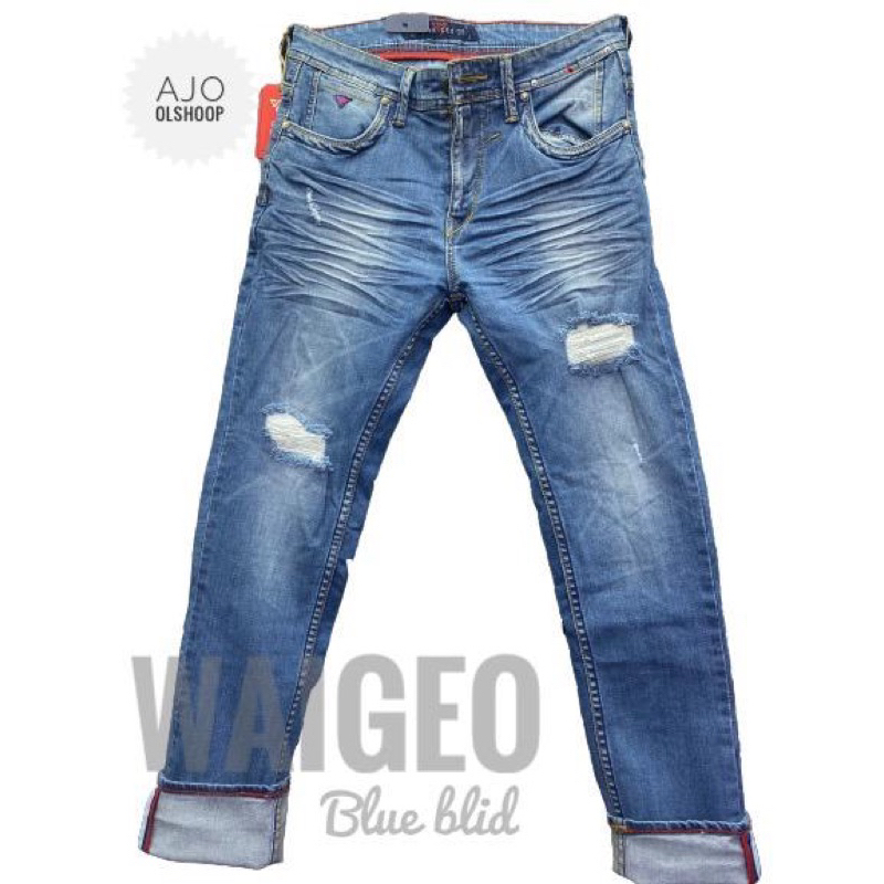 CELANA JEANS PRIA STREETCH MELAR model sobek skinny