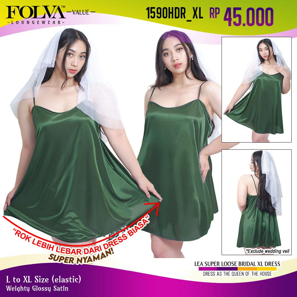 FOLVA lingerie tanktop dress satin mekar big size jumbo