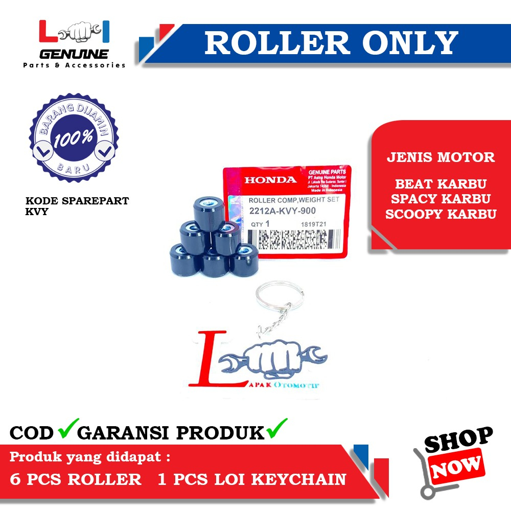 -LOI- ROLLER SET ONLY ORIGINAL HONDA BEAT KARBU, SCOOPY KARBU, SPACY KARBU