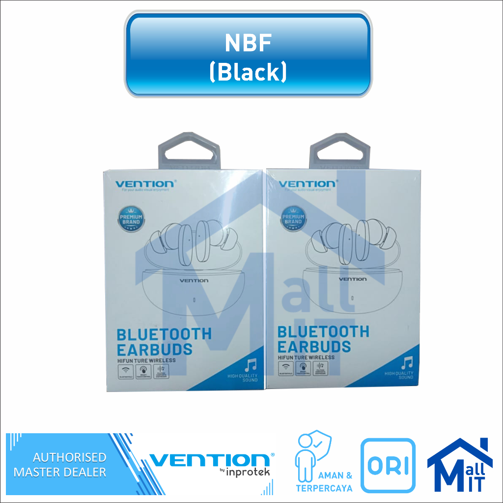 ( Bisa Cod ) Vention V-BUDS Wireless Headset Bluetooth TWS Earbuds Waterproof NBF