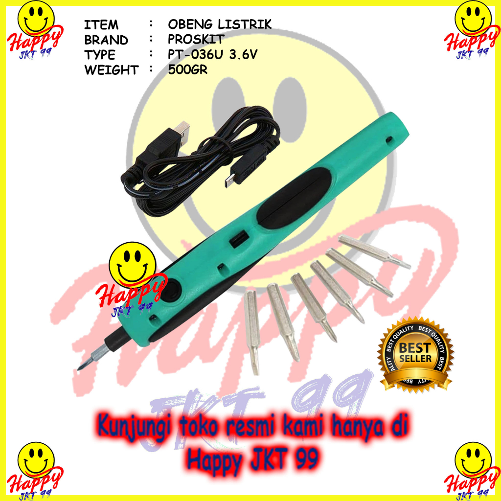 OBENG LISTRIK PROSKIT PT-036U PT 036 U FOR LAPTOP HP IPHONE CAMERA TEKNISI SERVICE ALAT BUKA BAUT ORIGINAL