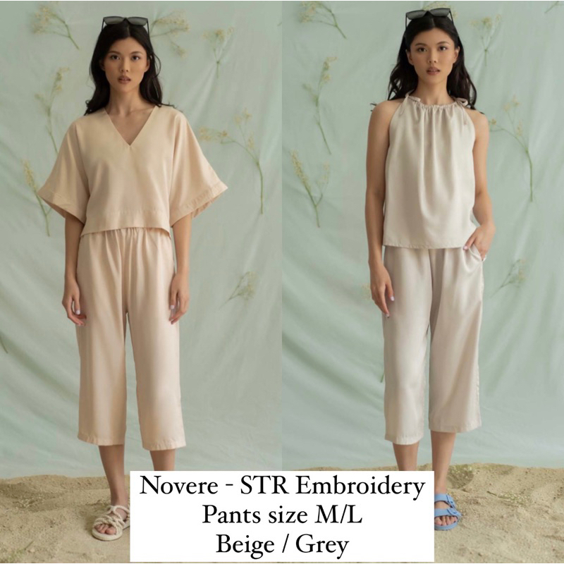 Novere x Antidot Studio - STR Embroidery Pants size M/L in Beige / Grey