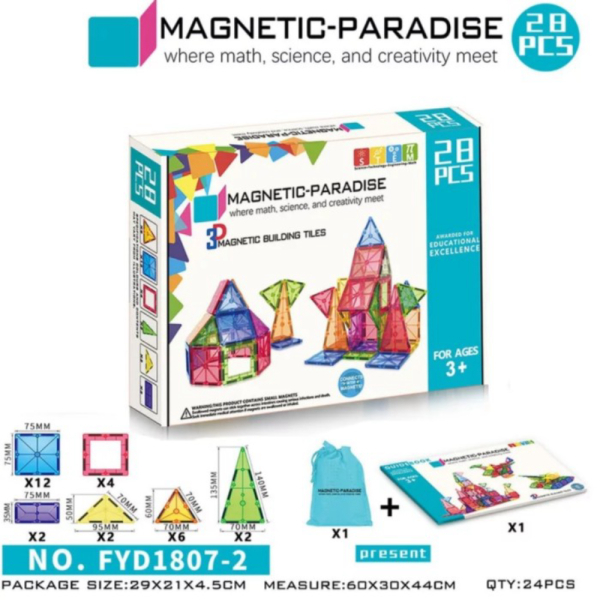 

Unik Mainan Anak Bongkar Pasang Block Bentuk Magnet ~ MAGNETIC PARADISE 3D - 28pcs Berkualitas