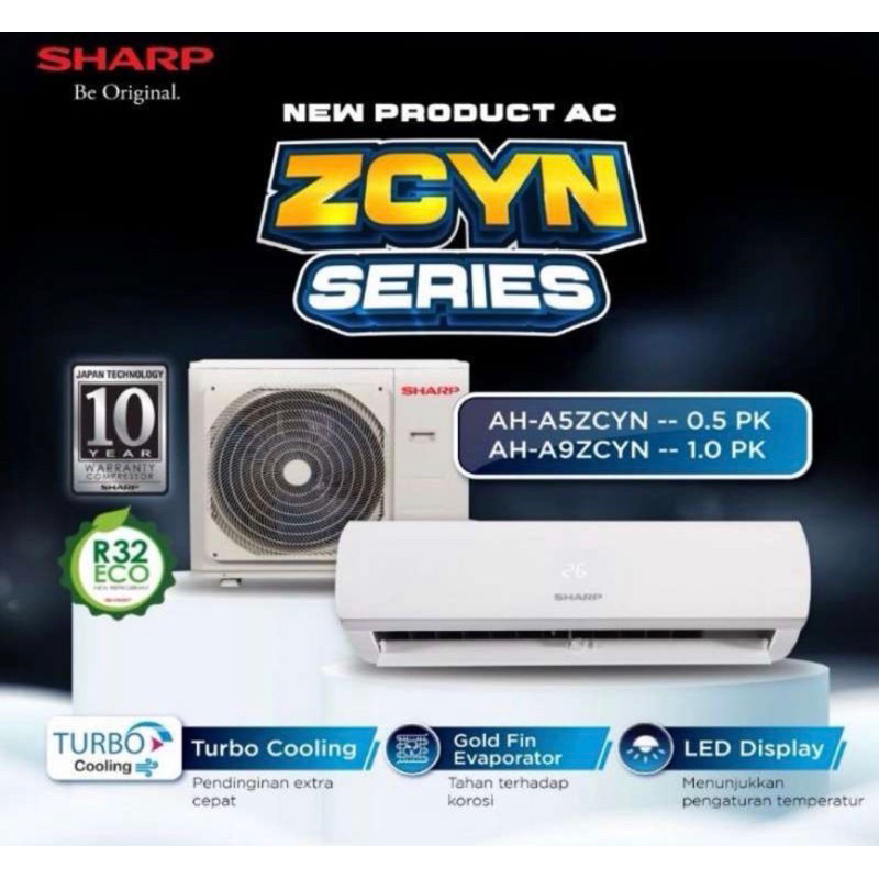 AC SHARP 1/2 PK 05ZCYN + PASANG (BINJAI)