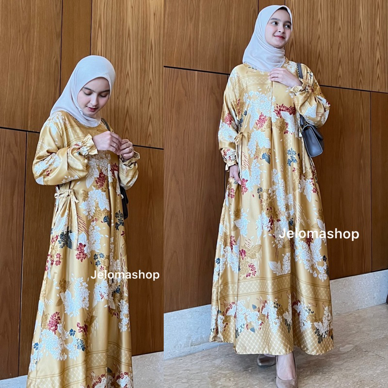 Sinta gamis / Gamis dio silk motif busui friendly