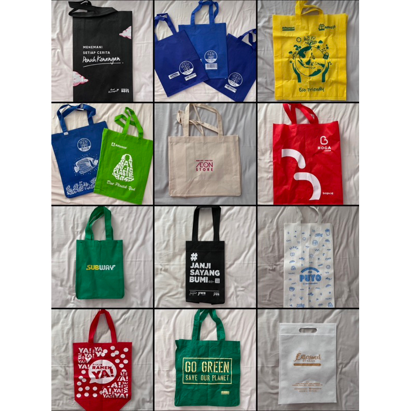 tote bag goodie bag reusable bag tas belanja kopi kenangan subway janji jiwa puyo tomaple bakmi gm l