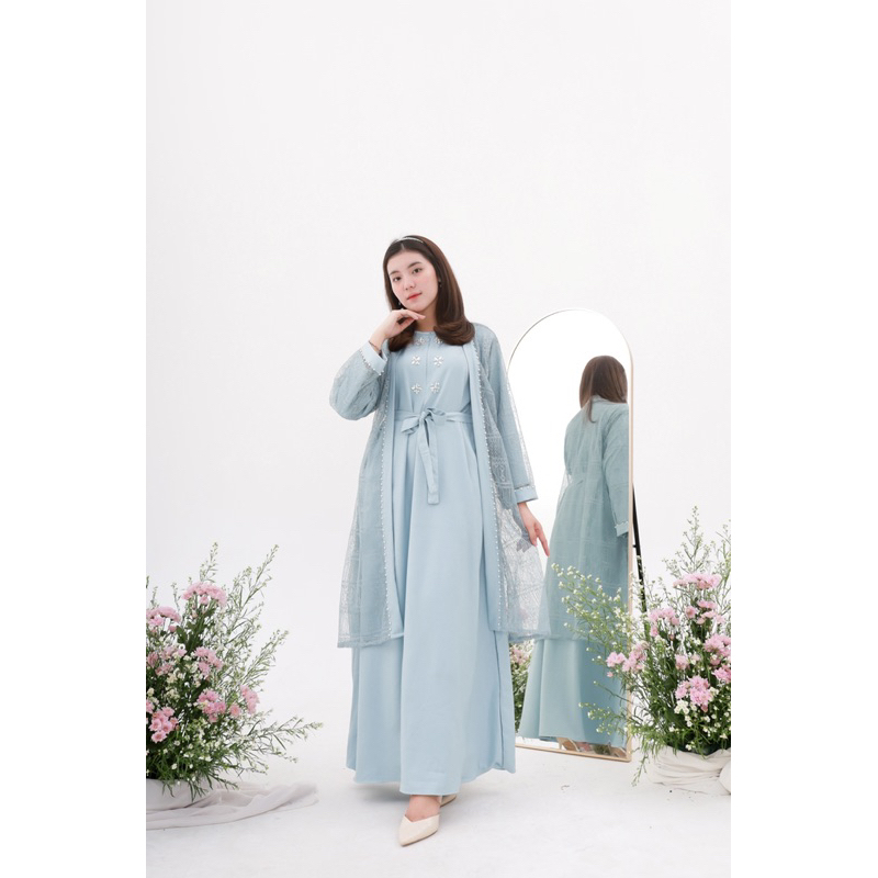 Artemis Fashion~ SHENA MAXI DRESS (Outer &amp; inner terpisah)- Gamis Brukat Mutiara Pesta