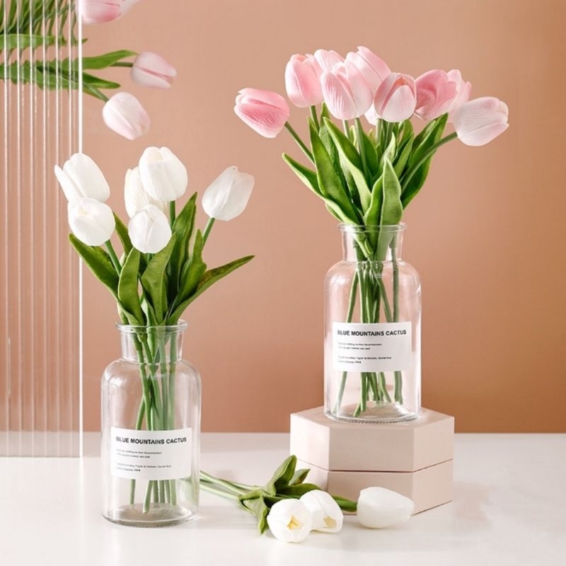 VAS BUNGA KACA BENING AESTHETIC 500ML / VAS BOTOL SCANDINAVIAN ESTETIK BUNGA KERING / ARTIFICIAL BUN