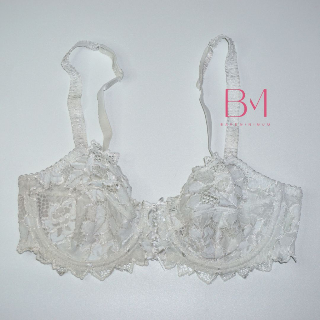 Lace Wired Unpadded Bra Non Padded Beha DenganKawat Adjustable Strap No Pad Tanpa Busa Lacey Putih W