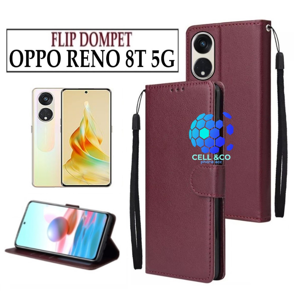 FLIP COVER OPPO RENO 8T 5G LEATHER WALLET PREMIUM FLIP CASE BUKA TUTUP KESING HP CASING FLIP CASE WALLET OPPO RENO 8T 5G