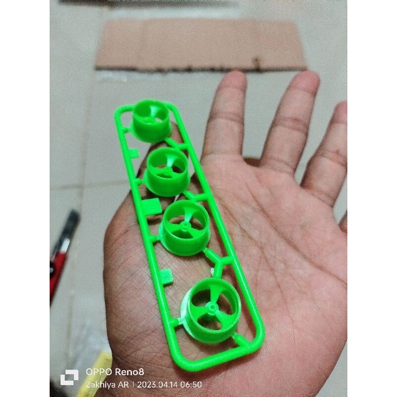 Tamiya Wheel Velg Small 3 Spoke Narrow Green Ijo